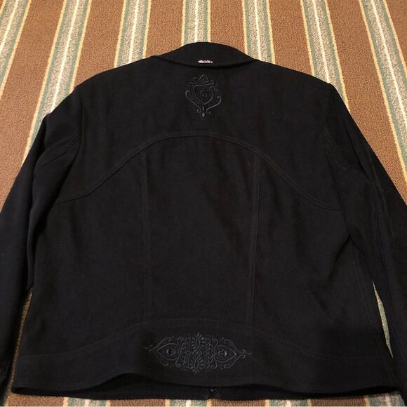 St. John Sport Black Faux Suede Zip Jacket Small Boho Western VTG Y2K Cowgirl - Picture 9 of 16